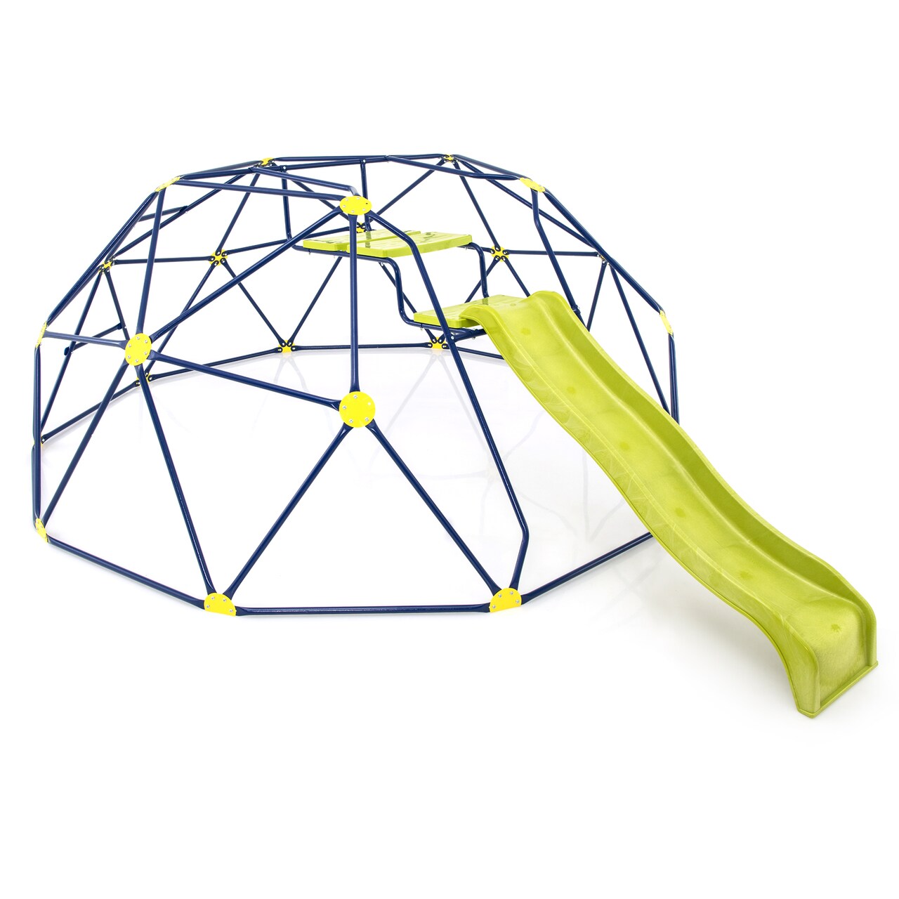 Kids Geometric Dome Climber with Slide Metal Jungle Gym Playground Set